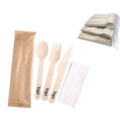 4in1 Disposable Cutlery Knife Fork Spoon Napkin Set