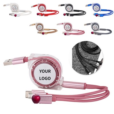 Retractable Multi Connector USB Charging Cable