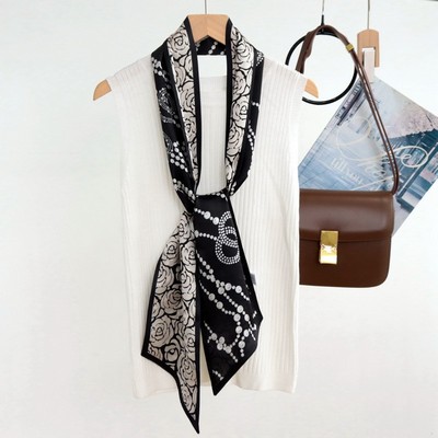 Custom 5.9" x 59" 100% Silk Long Neck Scarf Silk Hair Wrapping