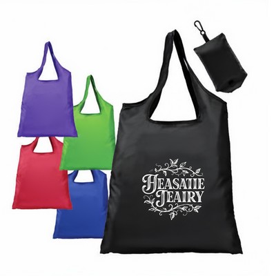 Foldaway Shopping Tote Bag 210D Polyester with Custom Logo