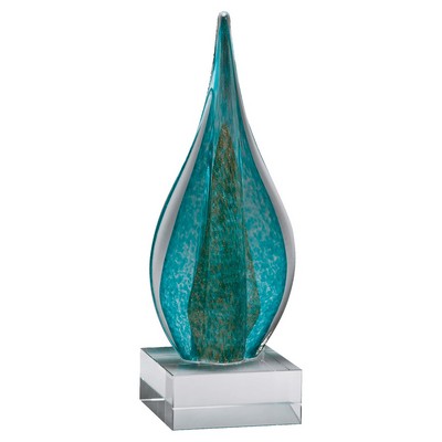 Teal/Green Teardrop with Gold Metallic Accent on Base - AGAR106