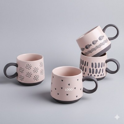 Hand-Painted Underglaze Ceramic Mug Set Stoneware Breakfast Cup Large Capacity Couple's Mug