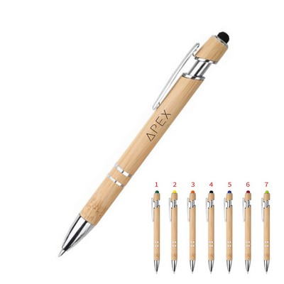 Wood Grain Stylus Pen – Promotional Ballpoint Pen with Touchscreen Stylus Tip