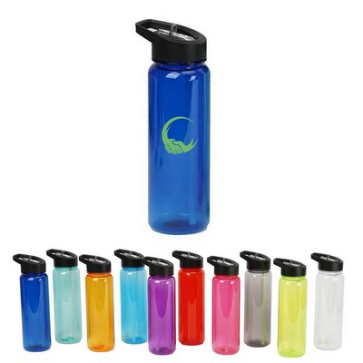 24 oz Translucent Flip Straw Sport Bottle with Handle Lid – Reusable Gym & Travel Bottle