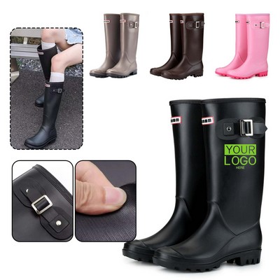 Women's Mid Calf Rain Boots Fashion Garden Shoes