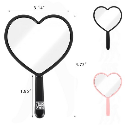 Portable Handheld Heart Design Cosmetic Mirror