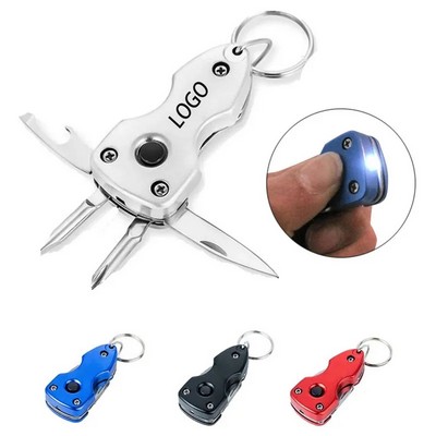 5-In-1 EDC Multitool Keychain with LED Knife Screwdriver