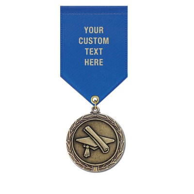 1½" Graduation Cast MX Medal w/Satin Drape Ribbon