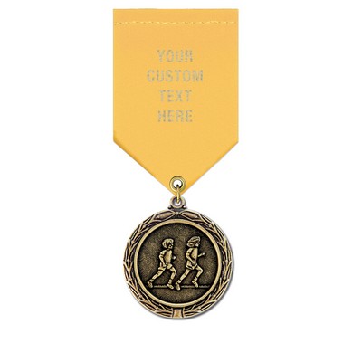 1½" Children Running Cast MX Medal w/Satin Drape Ribbon