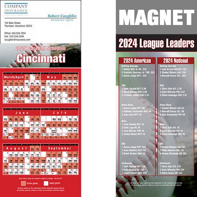 Cincinnati Pro Baseball Schedule Magnet (3 1/2"x8 1/2")
