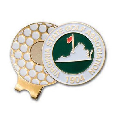 Hat Clips Gold w/ 1" Color Quick Ballmarker