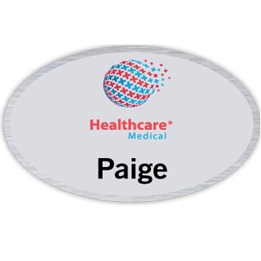 Seattle Metal Name Badge (Standard Size 1-11/16" x 2-9/16" Oval