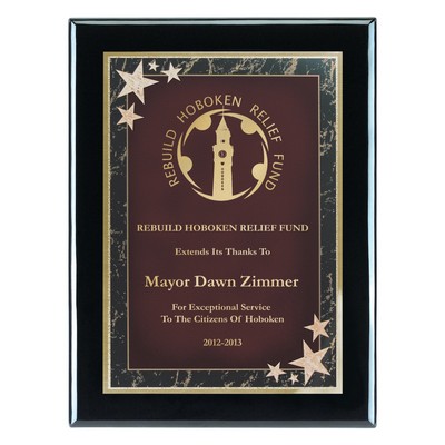 Plaque - 9"x12" Wall Plaque w/ Red Corner Star Plate (7"x10")