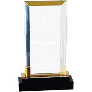 Solitaire Acrylic Award with Crystal Base, Gold, 8"H