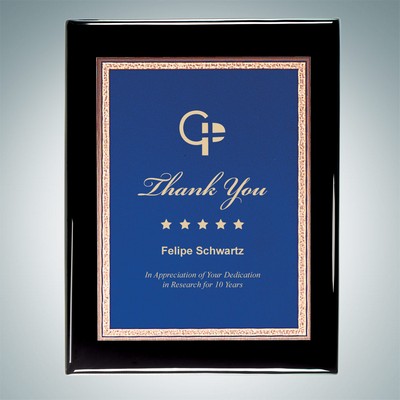 Black Piano Finish Wall Plaque Blue Victory Plate (Small)