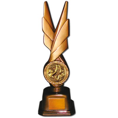 Stock Phoenix 12" Trophy with 2" Victory Female Coin and Engraving Plate