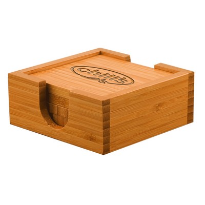 Engraved Bamboo 4 Coaster Set