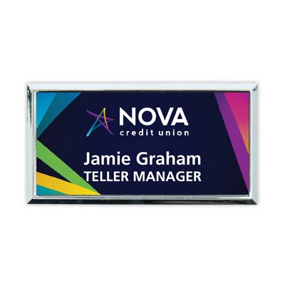 Plastic Framed Badges Square Corners (1.5"X3") (Full Color)