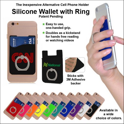 Black Silicone Wallet w/Ring No Extra Tariff