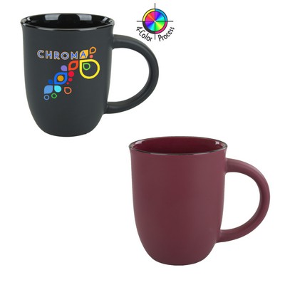 14 Oz. Satin Matte Maroon Salem Mug with Black Halo - Dishwasher Safe - Full Color