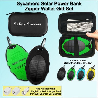 Sycamore Solar Power Bank Zipper Wallet Gift Set 3000 mAh No Extra Tariff