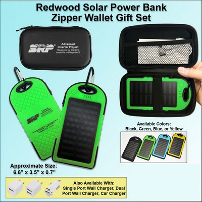 Redwood Solar Power Bank Zipper Wallet Gift Set 5000 mAh - Green No Extra Tariff