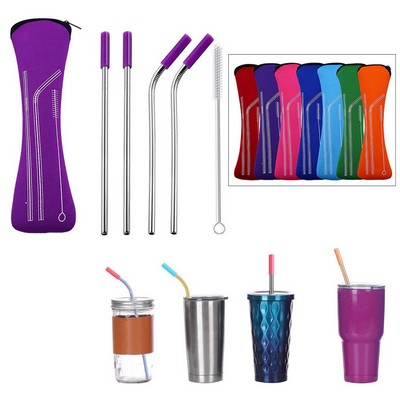 Set of 5 Pieces Stainless Steel Drinking Straws