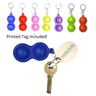 Mini Pop-It Fidget Keychain W/ Imprinted Tag