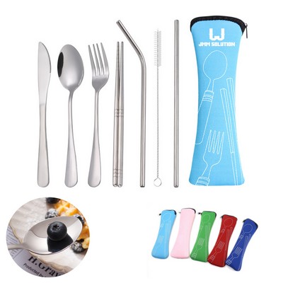 Camping Silverware Reusable Utensils Set with Case