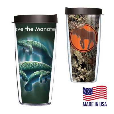22 oz. Full Color Travel Tumbler, Polycarbonate Double Wall Mugs