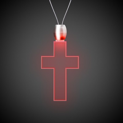 24" Red Cross Light-Up Pendant Necklace(Laser Engraved)