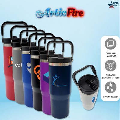 ArticFire 30oz Stainless Steel Tumbler with Handle & Built-In Straw
