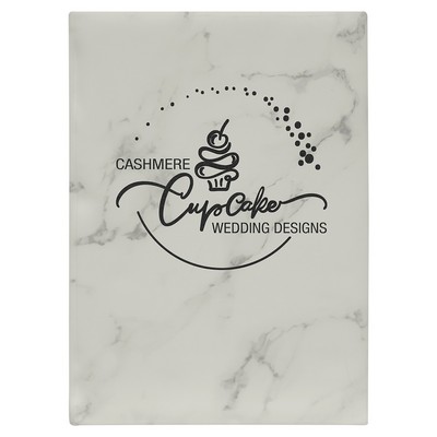 7" x 9 1/2" White Marble Leatherette Sketch Book-Unlined Paper