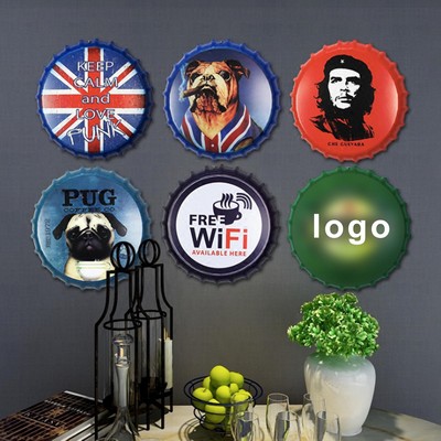 Custom Beer Bottle Cap Tin Metal Sign For Wall Decoration