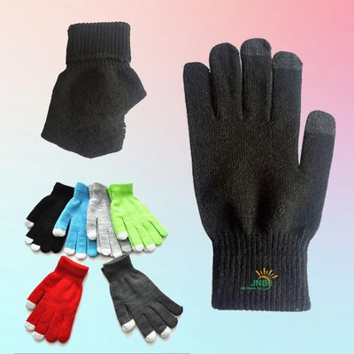 8 3/5" Winter Adult Full Finger Acrylic Fiber Touch Screen Knitted Gloves