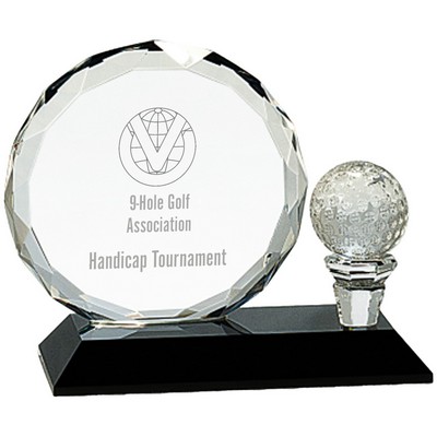 5.5" Facet Crystal Golf Ball Award on Black Pedestal
