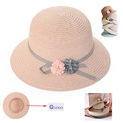 Women'S Flower Sun Protective Straw Hat