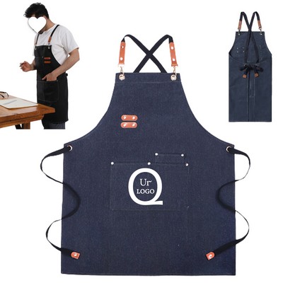 Cross-Back Adjustable Denim Apron