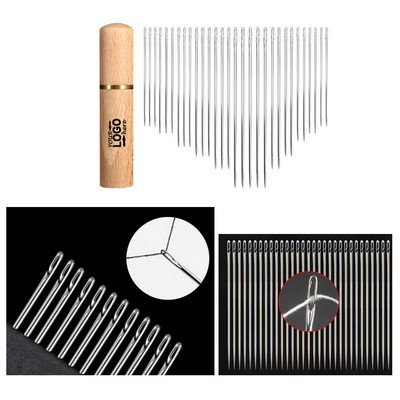 30 Pcs Self Threading Needles With Wooden Case