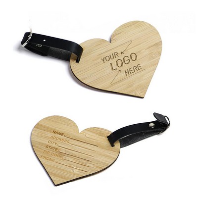 Heart Shaped Wooden Luggage Tag