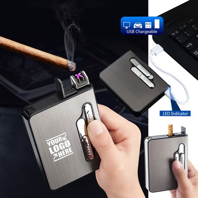 10 Sticks Automatic Cigarette Case w/X-Lightning Lighter