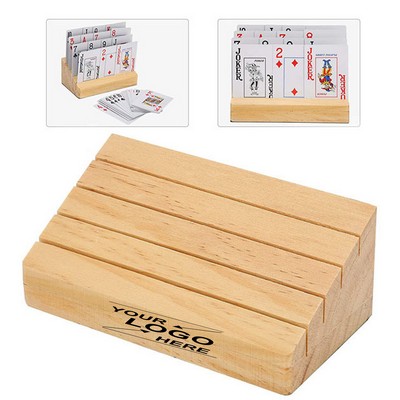 Solid Beech Wood Playing Card Holder