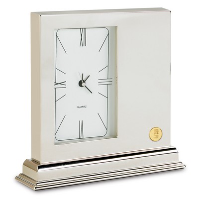 Quartz Metal Desk Clock W/ Gold Medallion