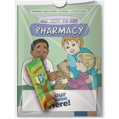 Combo Pack - "My Visit to the Pharmacy" Coloring Book & 4-Pack of Crayon (Imprinted) in a Poly Bag