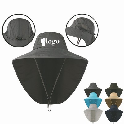 Wide Brim Sun Hat With Neck Flap