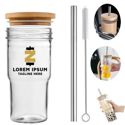 Boba Cup 22oz Bubble Tea Cup with Bamboo Lid