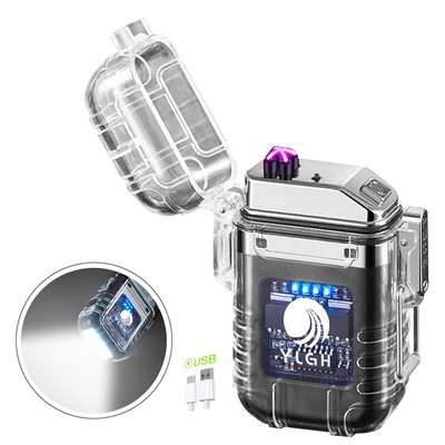 Clear Case Electric Lighter With Flashlight