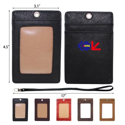 PU Leather ID Card Badge Keychain