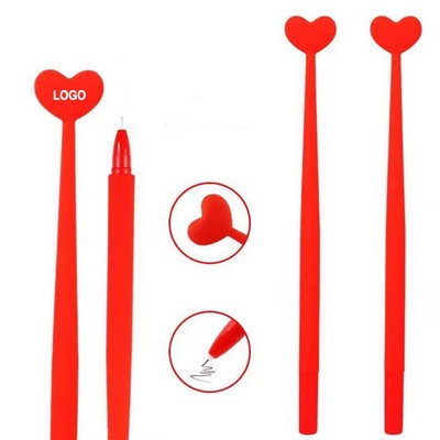 Valentine's Day Heart-Shaped Silicone ABS Cap Action Ballpoint Pen