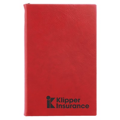 5.25" x 8.25" Red Leatherette Journal with Lined Notepad